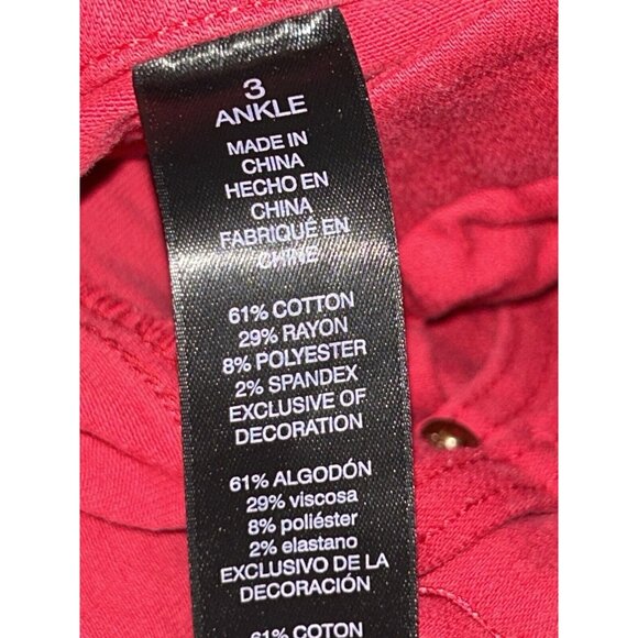 Chicos Sz 3 (16) Red So Slimming Girlfriend Ankle Jeans Pants Stretch EUC - Picture 10 of 12